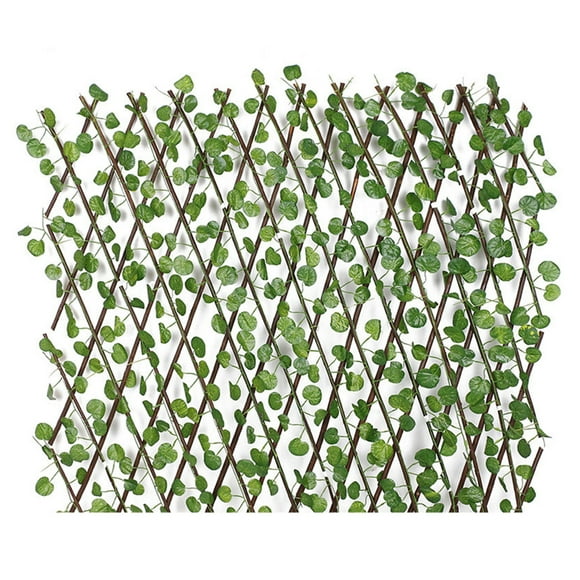 Yeacher Simulation Fence Fence Telescopic Fence Fake Flowers Green Leaves Outdoor Garden Fence Wall Guardrail Decorative Leaves Blocking Plants Small