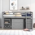 thumbnail image 2 of Bellemave Low Loft Bed with Movable Desk and Storage, Wood Twin Size Loft Bed with Drawers and Bookcase Shelf, Loft Bed with Cabinet for  Teen Bedroom（Gray), 2 of 8