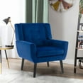 thumbnail image 2 of Glavbiku Modern Soft Armchair Velvet Upholstered Accent Chair with Black Legs for Indoor,Blue,Adult, 2 of 12