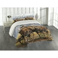 thumbnail image 2 of Ambesonne American Quilted Coverlet 3 Pcs, Nostalgic Wild Western, Queen Size, Brown Yellow, 2 of 4