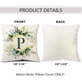 thumbnail image 2 of Monogram Letter P Throw Pillow Covers Floral 18x18 Inch, Greenery Spring Pillows Decorative Throw Pillows Pillowcase Summer Farmhouse Decor for Couch Sofa, Family Last Name Initial Pillow Case, 2 of 6