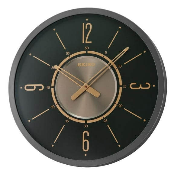 Seiko 20" Davis Round Industrial Wall Clock, Black & Rose Gold, Quartz, Analog, QXA759KLH