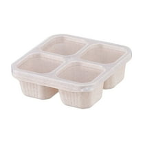 SLYNSHome 4 Compartments Bento Box Reusable Lunch Containers,Plastic Food Storage, Leak Proof, Microwave & Dishwasher Safe - Beige