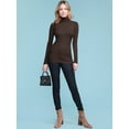 thumbnail image 6 of Made by Johnny Women's Long Sleeve Rib Turtleneck Top Pullover Sweater S BROWN, 6 of 7
