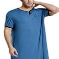 thumbnail image 3 of PENGXIANG Chemise de Nuit pour Hommes en Coton Pyjama Col en V Manches Courtes, 3 of 6