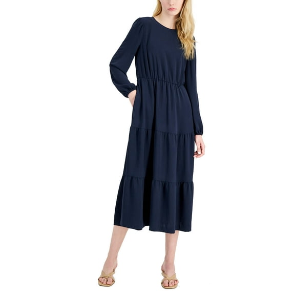 Alfani Tiered Midi Dress Modern Navy 8