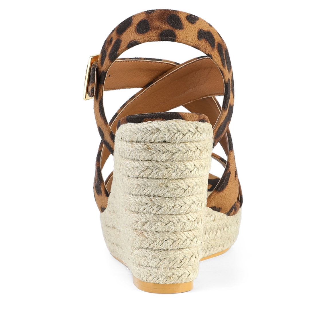 DARING DIVA Women's Stylish Espadrilles Platform Slingback Wedges Sandals Leopard 8.5