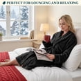 thumbnail image 5 of PAVILIA Plush Robe for Women, Soft Fleece Long Spa Robe, Ladies Bathrobe with Pockets, Warm Fuzzy Housecoat, Black, S/M, 5 of 8