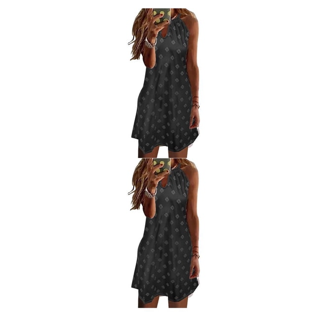 Vestido corto Qarigey estampado para mujer cuello Halter S M L XL 2XL 3XL 4XL 5XL