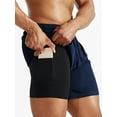 thumbnail image 5 of Cadmus Men's 2 in 1 Running Shorts with Liner,Dry Fit Workout Shorts with Pockets,2 Pack,Black/Navy Blue,XL, 5 of 8