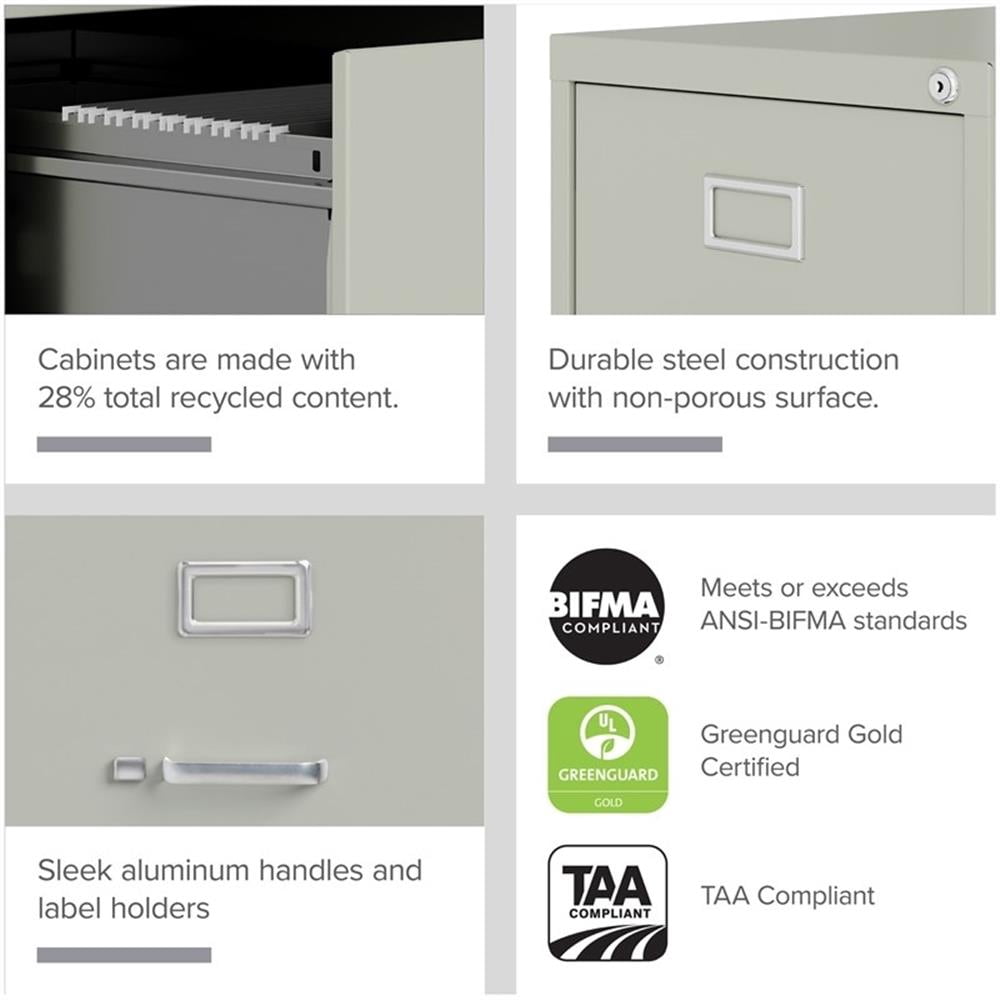 Kingfisher Lane 25" 4-Drawer Metal Letter Width Vertical Filing Cabinet in Gray