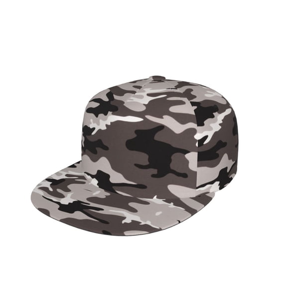 Unisex Snapback Hats Camouflage Gray Adjustable Flat Bill Baseball Cap Dancing Hip Hop Cap