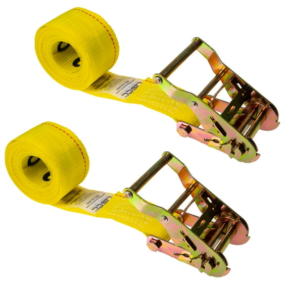 2" x 10' Endless Ratchet Strap (Yellow) - No Hooks - 2 Pack