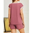 thumbnail image 6 of Ekouaer Womens Pajamas Set 2 Piece Short Sleeves PJs O Neck Tops and Drawstring Waist Shorts Soft Lounge Set, 6 of 7