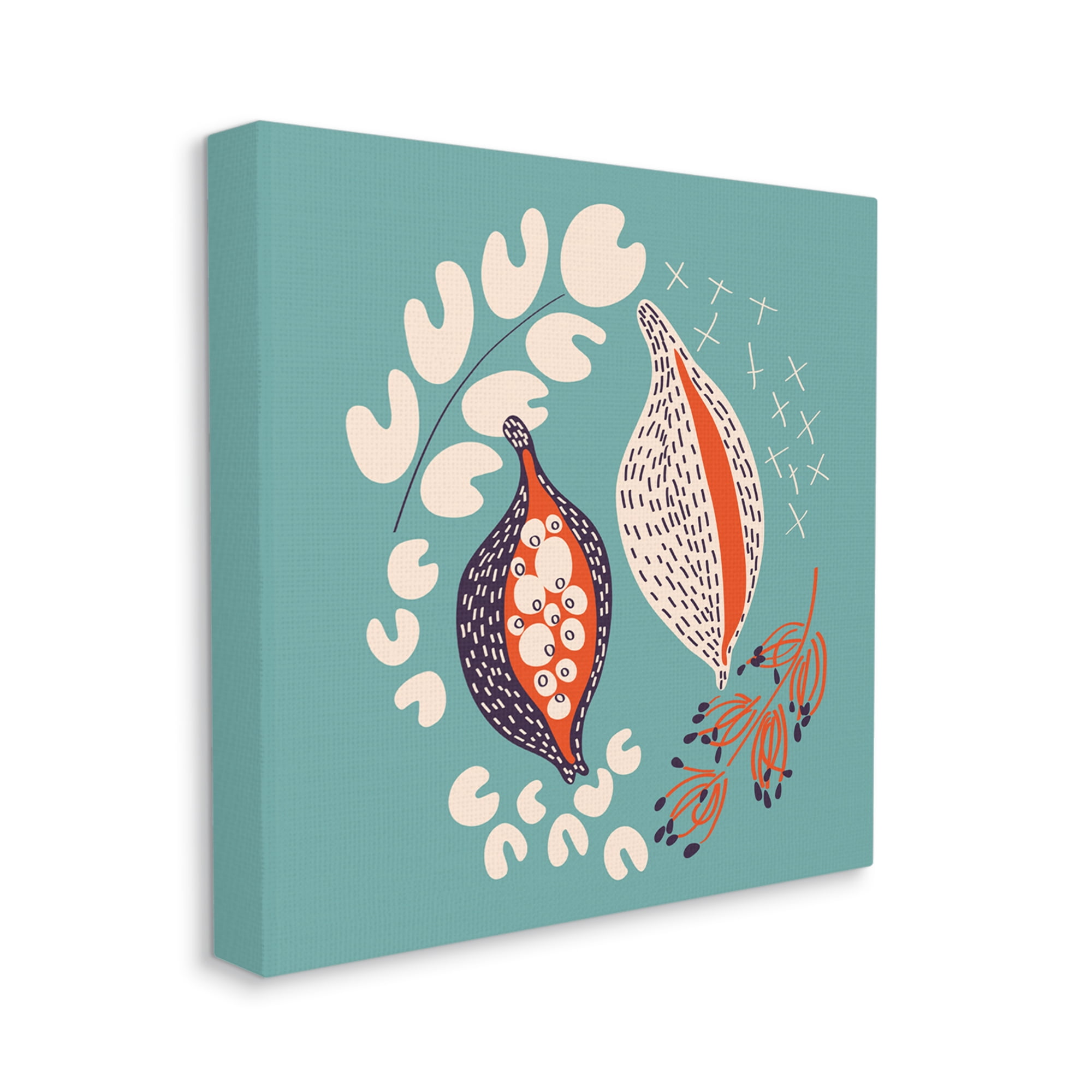 Stupell Industries Botanical Seeds on Blue Botanical & Floral Painting Gallery Wrapped Canvas Art Print Wall Art, 17 x 17