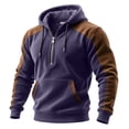 thumbnail image 2 of Letdown Mens Long Sleeve Shirts Sweatshirt 1/4 Zip Hoodie Waffle Color Block Fashion Athletic Sweatshirts Tops with Kangaroo Pocket (Purple, M), 2 of 3