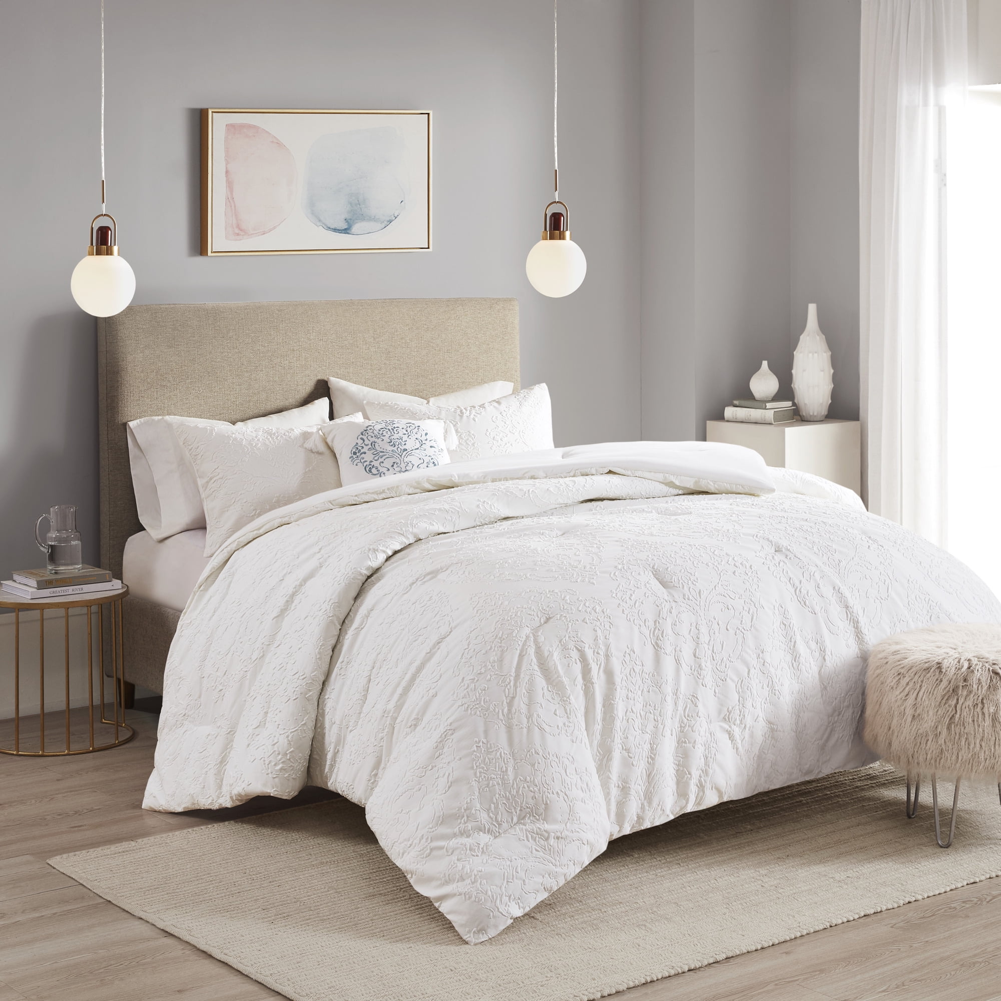 Home Essence Madeline 4 Piece Microsculpt Comforter Set, Full/Queen