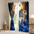 thumbnail image 4 of Homewish Jungle Wolf Family Black Out Curtains for Adult, Blue Rose Flower Floral Curtains Pack of 2 (42x63 Each), Western Bohemian Style Bedroom Curtains, Blackout Curtains Room Decor, 4 of 7