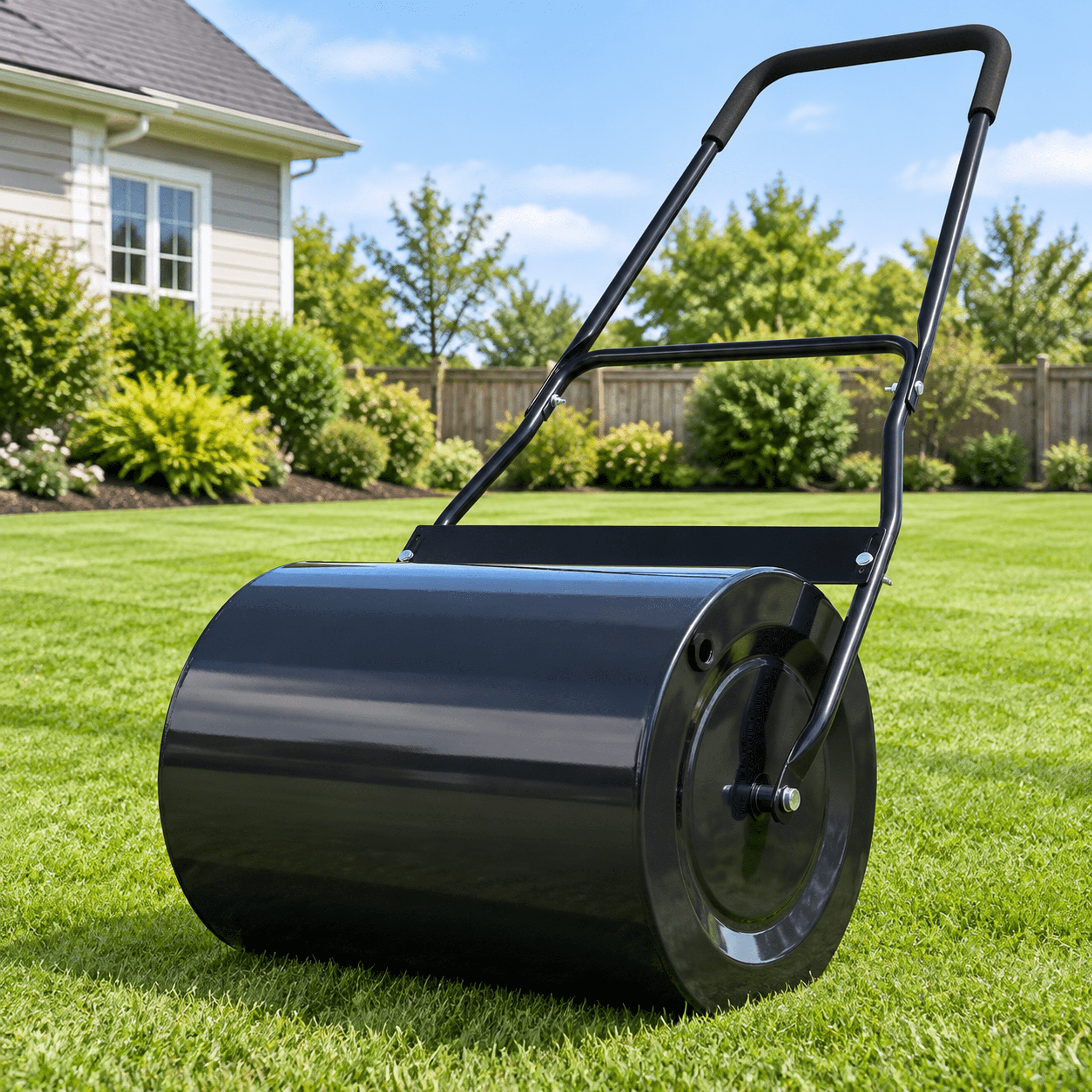 Lawn Roller, 16 Gallon Heavy-Duty Tow Behind Water/Sand Filled Sod Drum Roller for Garden Yard Park