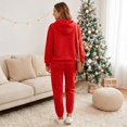 thumbnail image 7 of Dwellite Women's 2 Piece Outfits Fall Sweatsuits Oversized Hoodies Wide Leg Sweatpants Tracksuits Lounge Matching Sets Red M, 7 of 7