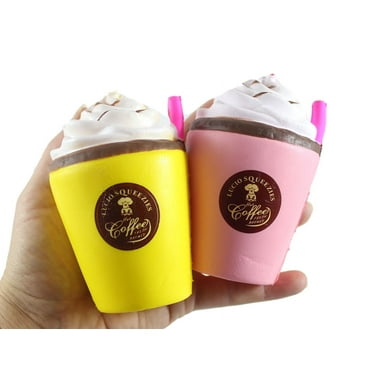 Set of 2 Coffee Latte Slow Rise Squishy Fidget Toy - Soft Foam Stress Ball
