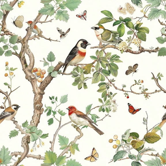 Vintage Bird Peel And Stick Wallpaper Floral Birds Contact Paper 16.9inch X 393.7inch Butterflies Leaf Wallpaper Peel And Stick Self Adhesive Removable Wallpaper For Bathroom Walls Decor