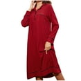 thumbnail image 2 of Sakmal Red 100% Cotton Nightgowns for Women Breathable with Pockets Soft Cotton Night dress Long Sleeve Collared Plaid Long Nightgowns M-2XL, 2 of 9