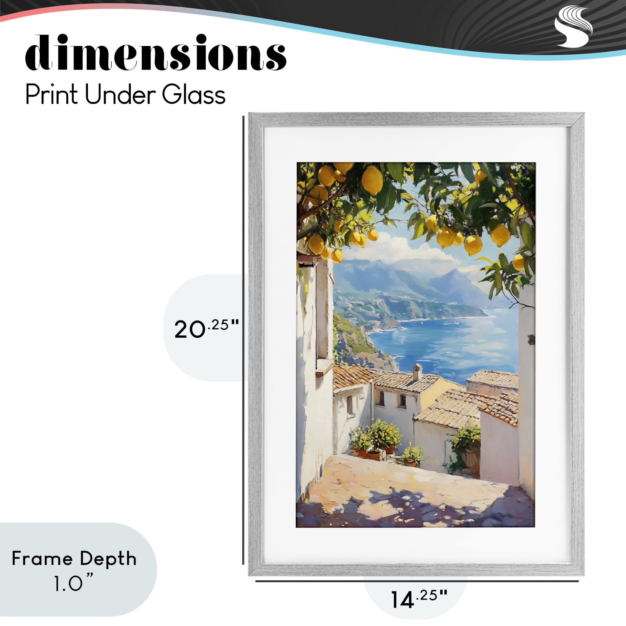 Stupell Industries Amalfi Coast Lemon Overhang Gray Framed Print Under Glass, design by LSR Design Studio