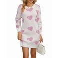 thumbnail image 3 of Valentines Day Sweater Dresses for Women Wrap Hip Slim Fit Cute Heart Sweaters Crew Neck Mid-Length Dress Shermie, 3 of 6