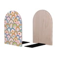 thumbnail image 2 of Lsque Rainbow Flowers Printed Wood Bookends,Non-Skid Bookend for Shelves,Heavy Duty Support Bookends,Non-Slip Foam Pads for Office, Home, and Library,1 Pair, 2 of 8