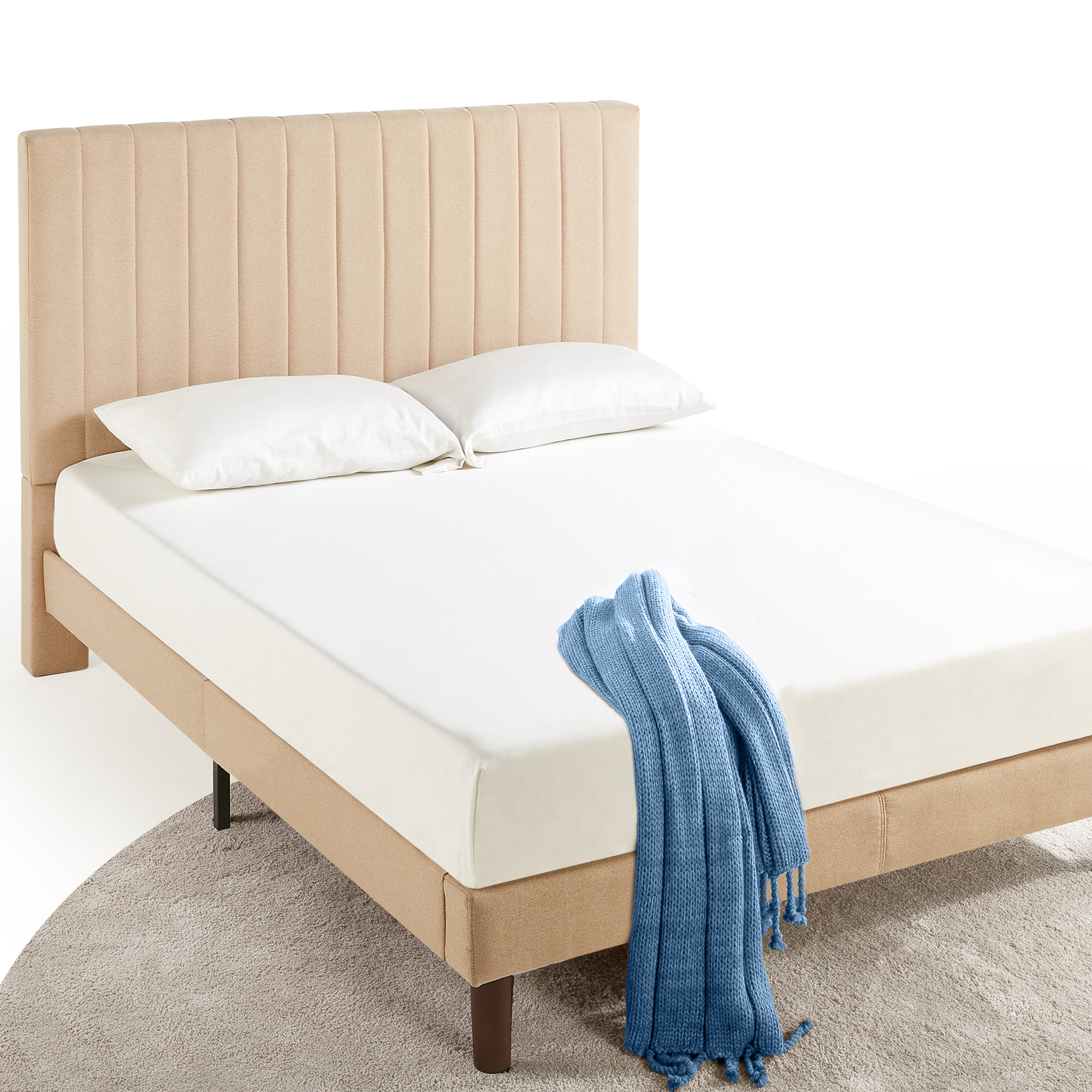 Zinus Debi 51” Upholstered Platform Bed Frame, Full, Beige - image 3 of 9