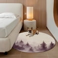 thumbnail image 2 of Retro Trees Plants Round Area&nbsp;Rug 3.3ft Mountain Forest Linen Texture Non-Slip&nbsp;Washable Circle Rugs Soft Felt Indoor Floor Mat for Bedroom Kitchen Living Room Bathroom, 2 of 9