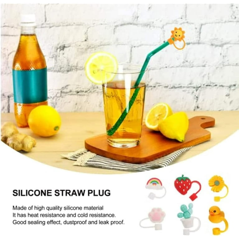Straw Covers Cap,12pcs Straw Cover,6Pcs Straw Caps Covers - Straw Tip Cap Reusable Drinking Straw Toppers, Silicone Straw Plugs Reusable Cloud Shape