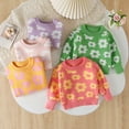thumbnail image 4 of GYRATEDREAM Toddler Baby Girls Knit Sweater Blouse Little Kids Round Neck Long Sleeve Flower Print Pullover Sweatshirt Top Children Warm Fall Winter Clothes for 12M-5T, 4 of 6