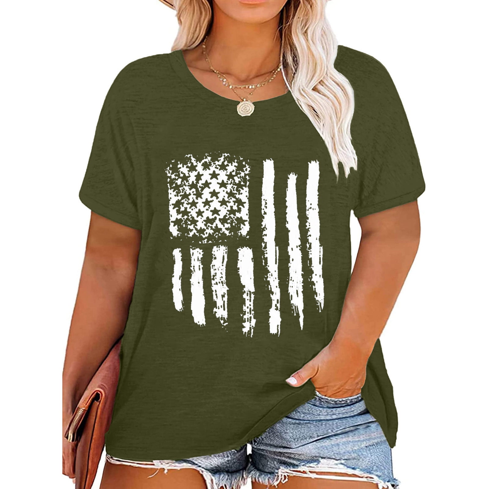SELONE Vintage Patriotic T Shirts Independence Day Womens Tops Summer ...