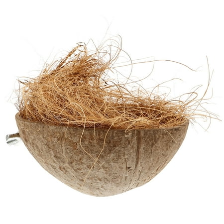 Tineasur Coconuts Shell Bird House for Parakeet Breeding and Nesting Brown Hanging Outdoor Bird Nest