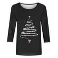 thumbnail image 4 of KIHOUT Womens Tops Long Sleeve Juniors Fashion Christmas Printing Loose T-shirt 3/4 Sleeves Blouse Round Neck Casual Tops, 4 of 4