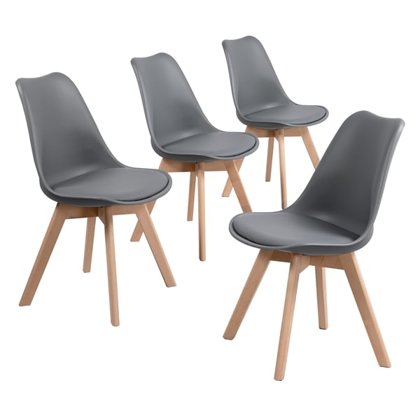 Alden Design Mid Century Modern Padded Dining Chairs Set Of 4 Gray Com Alden Design Mid Century Modern Padded, Gray Leather Dining Chairs Set Of 4