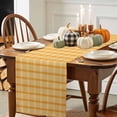 thumbnail image 3 of Yellow Plaid Table Runner, Autumn Thanksgiving Kitchen Dining Table Decoration for Home Party Decor 13x108 Inches, 3 of 9