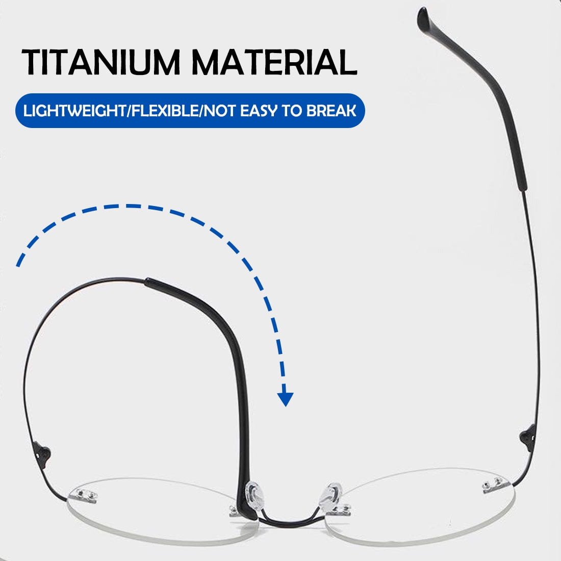 KOOSUFA Titanium Rimless Round Reading Glasses +1.5 Blue Light Blocking Eyeglasses Readers Frameless Eyewear for Men Women Gold