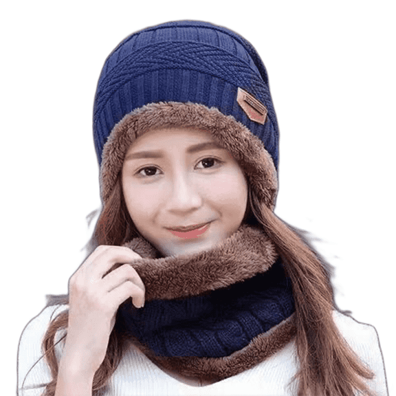 TELOLY 2026 New Hat and Scarf Set for Women Warmth Protection Scarf and Hat Set for Women Knitted Design Scarf Set Navy for Winter Outings Cold Weather Daily Wear Outdoor Activities Cozy Warmth.