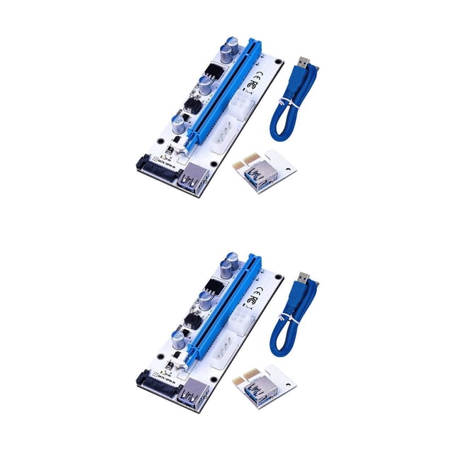 yingyy 6 -pin PCI -E Riser Board Interface 1x to 16x Adapter Graphic Card PCI -E Extender Board Blue white card blue line 2Set