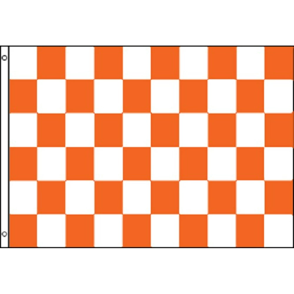 Orange and White Checkered Flag Advertising Banner Store Sign Party