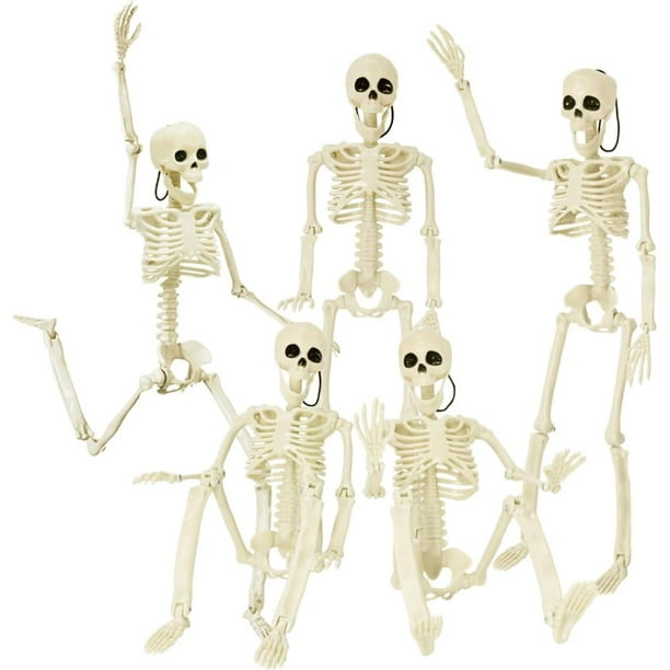 Decoraciones de esqueleto de Halloween de 36 pulgadas, esqueleto posable de Halloween de 3 pies, huesos de cuerpo humano realistas de plástico con articulaciones móviles para decoración de fiesta de H