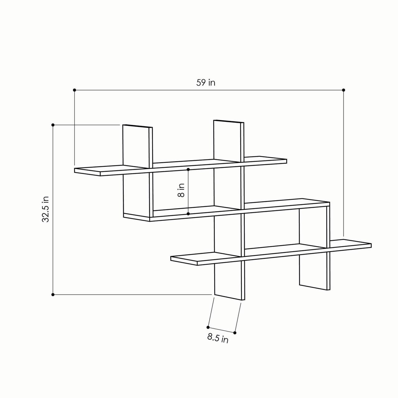 Ada Home Decor Furniture 59" 3 Tier Mustard Warren Modern Wall Shelf