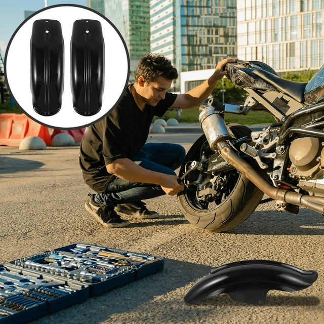 OULII 2Pcs Rear Wheel Mudguard Black Motorcycle Splash Guard Durable Mudguard Accessories
