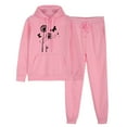 thumbnail image 2 of ibuvkizy 2 Piece Sets for Women Fall!Men's and Women's Sports Tracksuits Long Sleeve Pullover Hoodies Sweatshirt Loose Coat and Sweatpants Fall Winter Suit Pink,S, 2 of 7