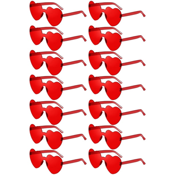 Lentes de Sol Rojos con Forma de Corazón para Mujer x14