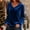 Blue, variant on Women's Velvet V-Neck Long Sleeve Sweatshirt - Soft Warm Casual Pullover Velour Top 2025 Fall Fashion