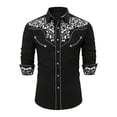 thumbnail image 2 of Girls T Shirts Boys Western Cowboy Print Long Sleeve Button Down Shirt Boys' Tops Black1 6-7 Years, 2 of 4